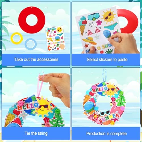 Hollowfly 48 Sets Summer Wreath Craft Kits DIY Paper Hanging Ornaments