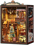 Book Nook LED Music Christmas Book Nook Kit - NEXTIPS 3D Wooden DIY Miniature Store for Shelf Decor
