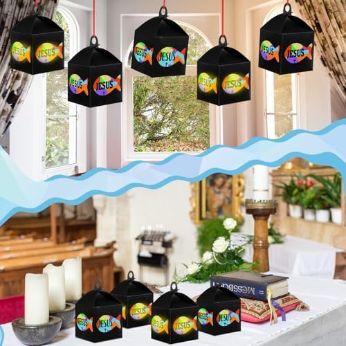 Simgoing 12 Set Christian Fish Lantern DIY Faith Jesus Tissue Paper Craft