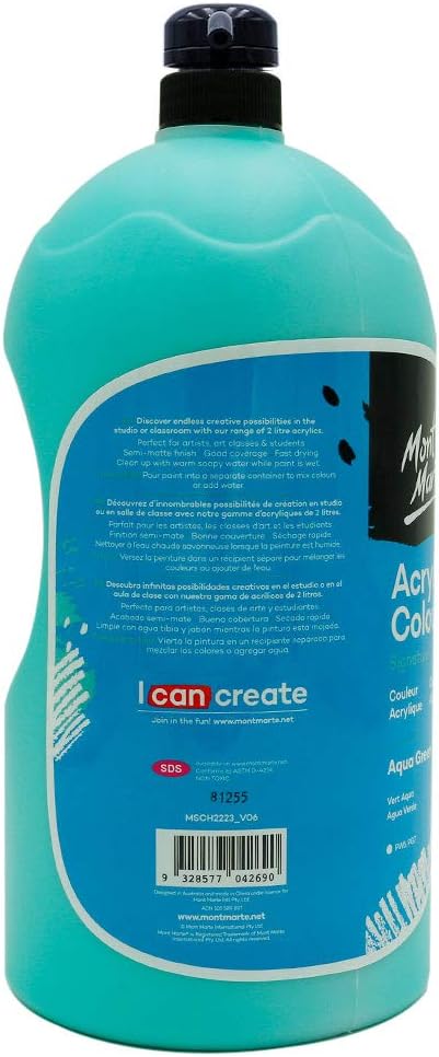 Mont Marte Discovery School Acrylic, Aqua Green, 1/2 Gallon. Ideal - Image 2