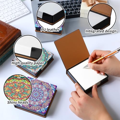 Saillong 4 Pcs Mandala Diamond Painting Note Box Kit Sticky Note Holders
