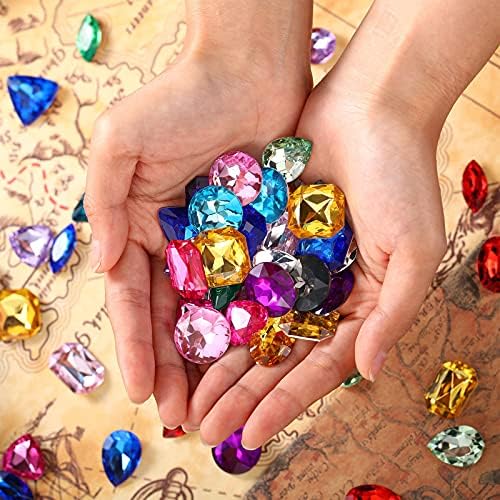 Hicarer 100 Pcs Colorful Toy Gems for Kids Pirate Treasure Chest Jewels