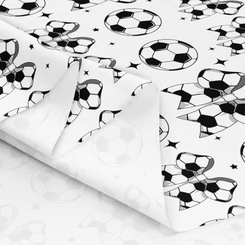 Football Bow Upholstery Fabric for Chairs | Modern Ball Print Bowknot DIY Fabric by The Yard for Craft Lovers 362"x63", Soccer Geometric Bow Tie Quilting Fabric