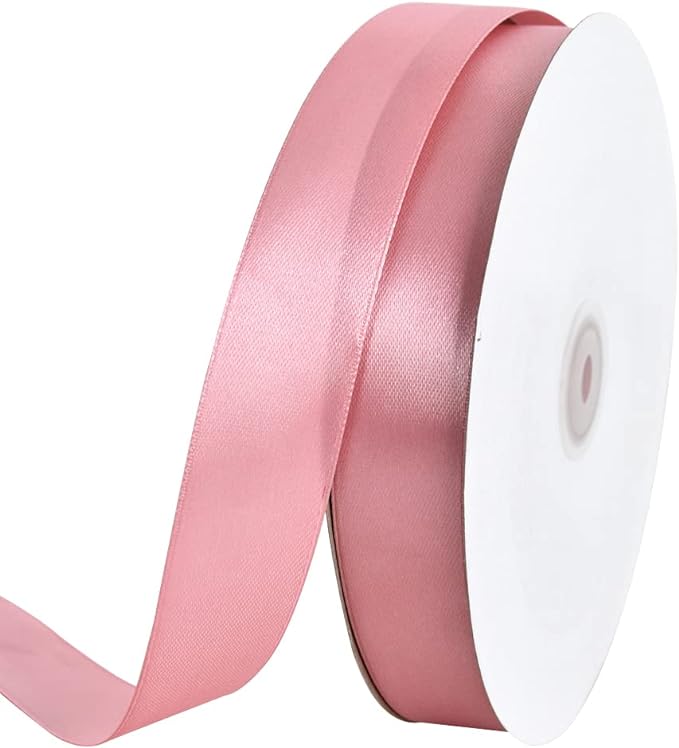 TONIFUL 1 Inch x 100yds Rose Gold Satin Ribbon, Thin Solid Color Satin Ribbon by TONIFUL