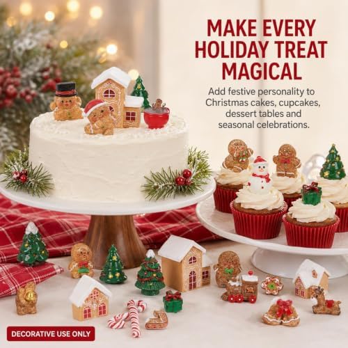36 PCS Christmas Gingerbread Mini Figurines Tiny Resin Miniature Decoration