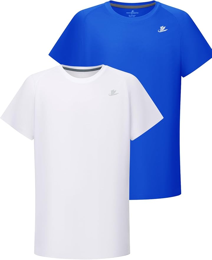 DEVOROPA Youth Boys Compression Shirt Long/Short Sleeve Football Baseball Undershirt Quick Dry Kids Sports Baselayer Crewneck