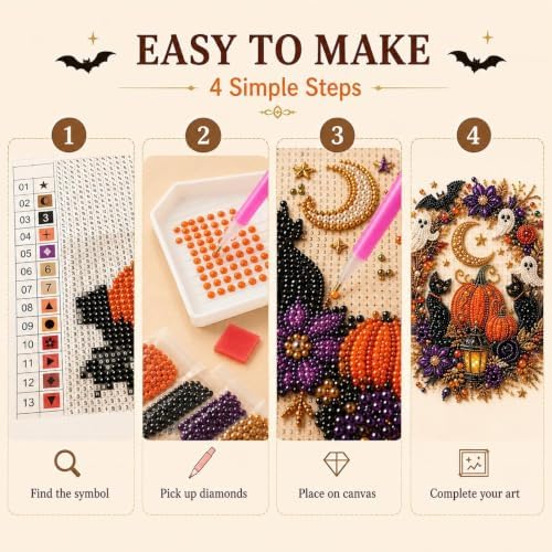 Reofrey DIY Halloween Pearl Art Kits for Adults, 5D Diamond Art Kits B04