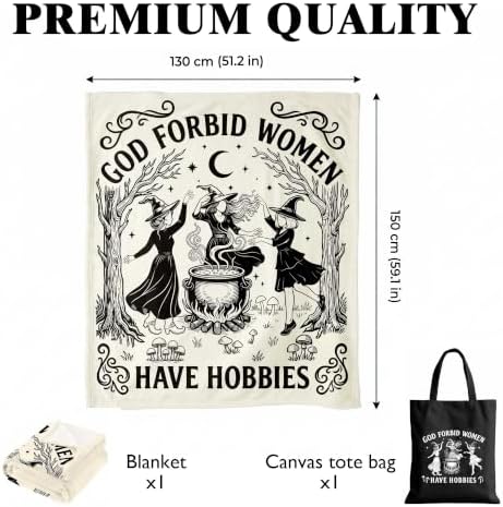 Witchy Gifts for Women Halloween Throw Blanket with Gothic Tote Bag