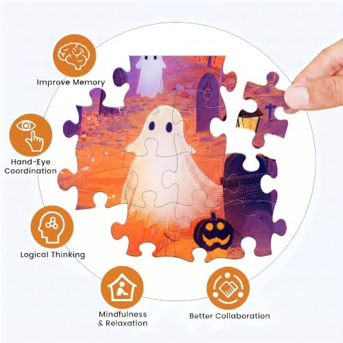 1000 Piece Puzzle for Adults - Halloween Tomblight, Spooky Graveyard Ghosts