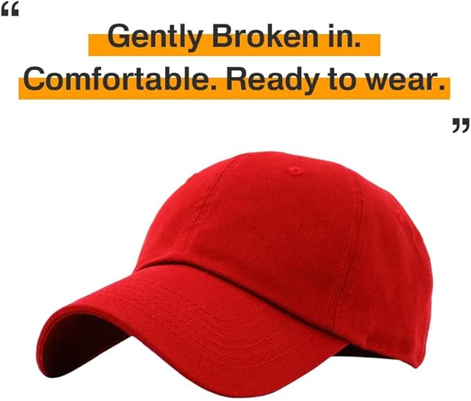 KBETHOS Classic Unisex Cotton Adjustable Low Crown Baseball Cap – Plain Dad Hat