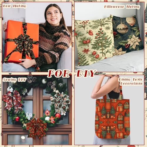Hahafelt 10 Pcs 18"x22" Vintage Christmas Fat Quarters Fabric Bundle