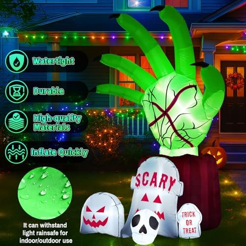 Garma 8.6 FT Halloween Inflatables Outdoor Animated Zombie Hand Yard Decor