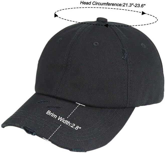 Eohak Ponytail Baseball Hat Distressed Retro Washed Womens Twill