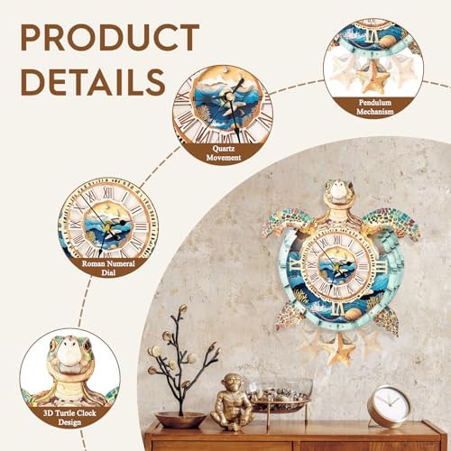 3D Puzzles for Adults Wooden Sea Turtle Clock Puzzle Adult Crafts