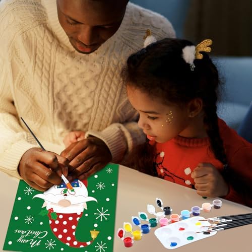 Dinifee 6 Pack Pre Drawn Canvas for Painting Pre Printed Canvas Kit 8 x 10 Inch Stretched Cotton Paint and Sip Set for Adults Couple Party Graduation Summer Date Night(Santa Blessing)