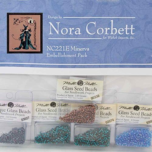 Mirabilia Minerva LINEN Kit Beaded Counted Cross Stitch by Nora Corbett Designs NC221 Bewitching Pixies (Bundle: Chart, Fabric, Beads)