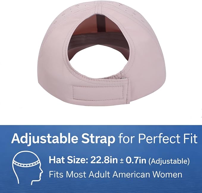 Women’s Ponytail Baseball Cap, Quick-Dry Sport Caps Hat with Breathable Daisy Perforations for Running, Tennis, Golf