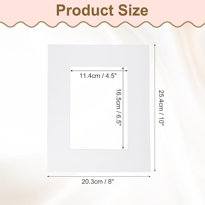 Picture Mats, 8 x 10 for 5 x 7 Pictures Acid Free White Core Bevel Cut Frame - Image 2
