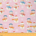 JEJELOIU Kawaii Xmas Snowman Fabric by The Yard Merry Christmas Upholstery Fabric Snowflake Waterproof Indoor Outdoor Decor for DIY Sewing Craft Projects 1 Yard