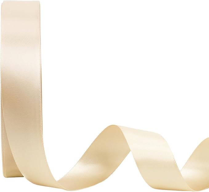 LaRibbons 1 Inch 50 Yard Double Faced Satin Ribbon, Nude Beige Satin Craft by LaRibbons