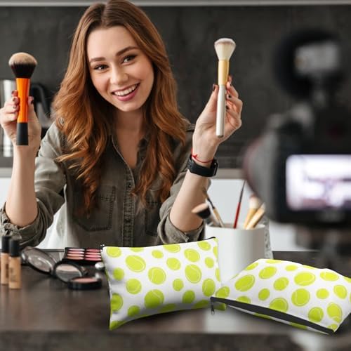 Eccliy 20 Pcs Tennis Makeup Bags Bulk Sport Team Gifts Tennis Cosmetic Bag Accessories for Women Toiletry Zipper Pouch Travel Canvas Gifts Stuff for Party Team Players Lover