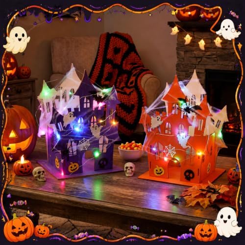 DoubleFill 6 Set Halloween Wooden Castle House Craft Kits, DIY
