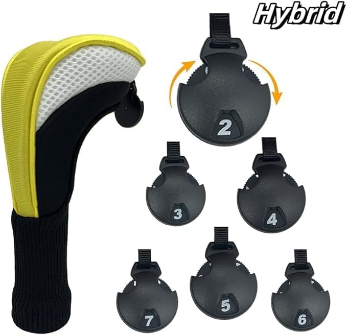 Golf Club Head Covers for Woods 3/4/5/6 Pieces Long Neck Mesh Sports Golf Club Headcovers Set with Interchangeable No. Tags 3 4 5 6 7 X Golf Accessories for Men Women