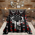 Camo American Flag Twin Comforter Set Boys,Deer Antlers Red Camouflage Quilt Set Flags for Room Teens,Wild Animal Hunting Rustic Farm Branches Leaves Plant Stars Stripes USA Flag Bedding Set