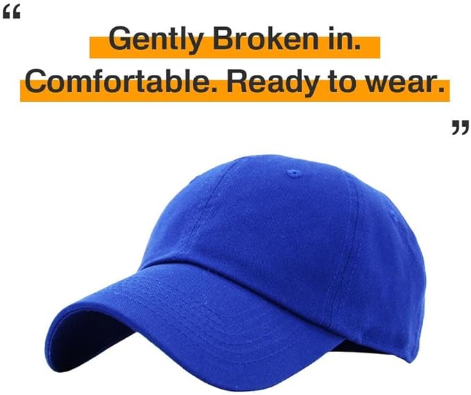 KBETHOS Classic Unisex Cotton Adjustable Low Crown Baseball Cap – Plain Dad Hat