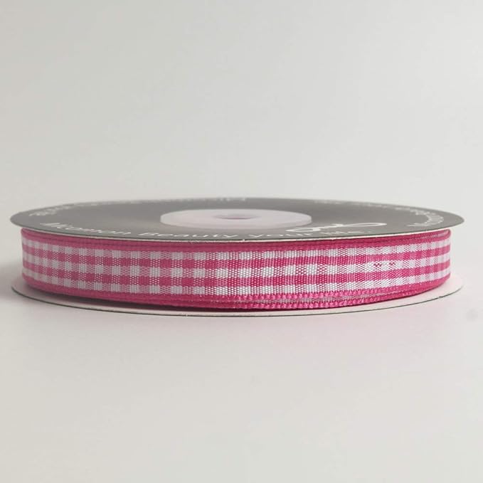 Pink and White Gingham Ribbon Hot Pink Gingham Ribbon 25 Yards Each Roll 100% - Image 7