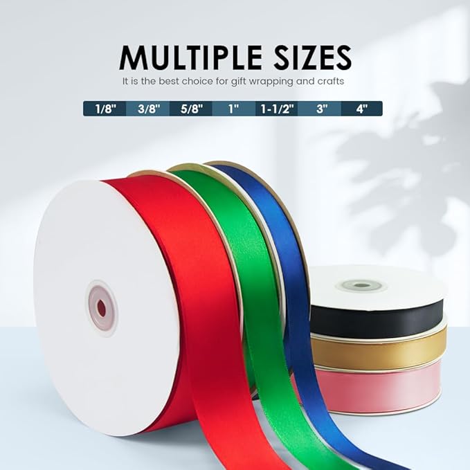 1-1/2" Wide x 100 Yards Single Faced Polyester Baby Blue Satin Ribbon, Gift - Image 2