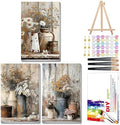 Mandun Farmhouse Paint by Numbers Kit for Adults,3 Pack, 7.8x11.8 inch