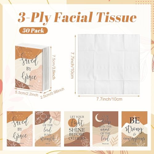 Outus 50 Pack Aesthetic Boho Christian Pocket Tissues, 400 Sheets Total