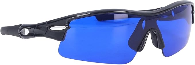 Golf Ball Finder Glasses, Polarized Blue Lens UV Proof Sun Protection Grass Filter with Glasses Cloth and Storage Bag, Ball Finding Filtering Sunglasses for Golfers(Black)
