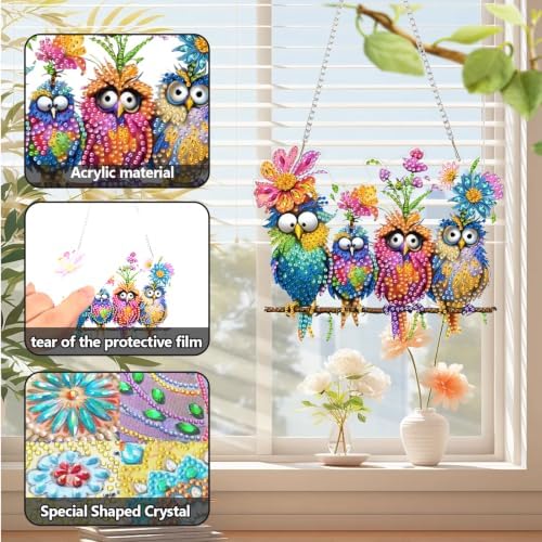 AIBOERL Diamond Art Kits for Adults, Birds Acrylic Hanging Suncatcher