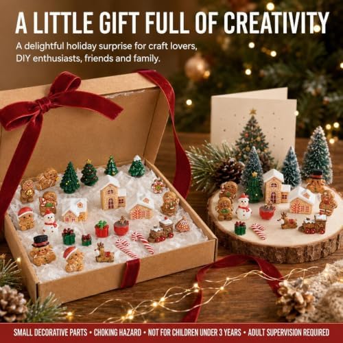 36 PCS Christmas Gingerbread Mini Figurines Tiny Resin Miniature Decoration
