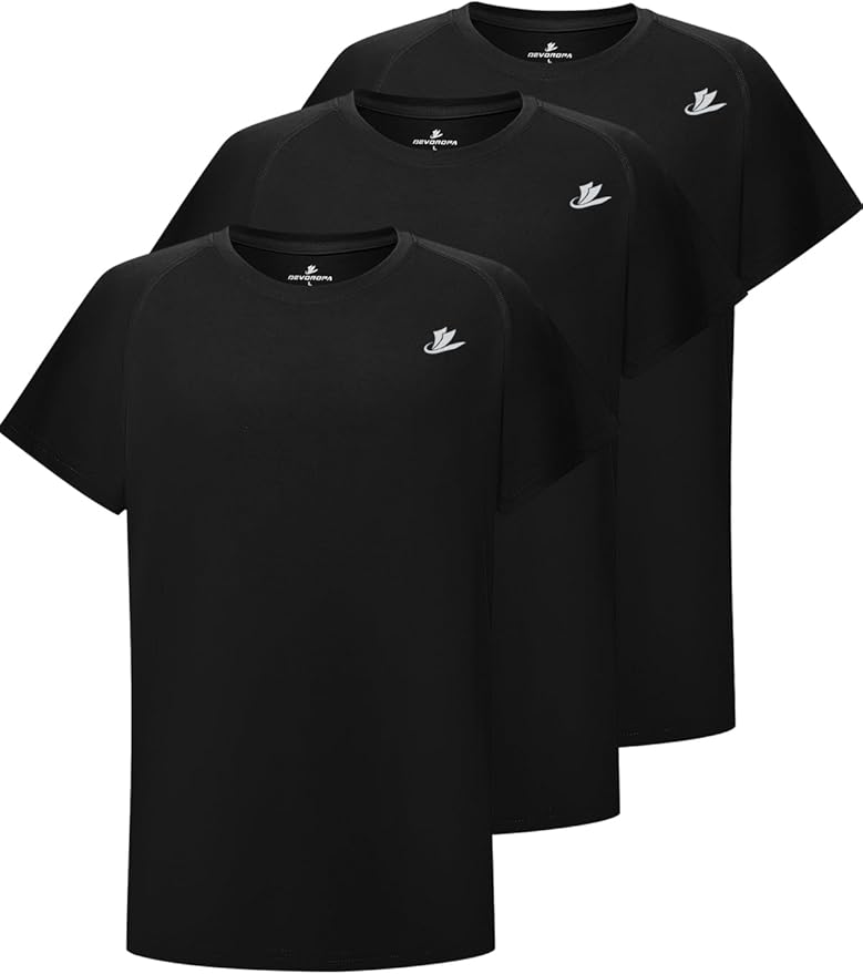 DEVOROPA Youth Boys Compression Shirt Long/Short Sleeve Football Baseball Undershirt Quick Dry Kids Sports Baselayer Crewneck