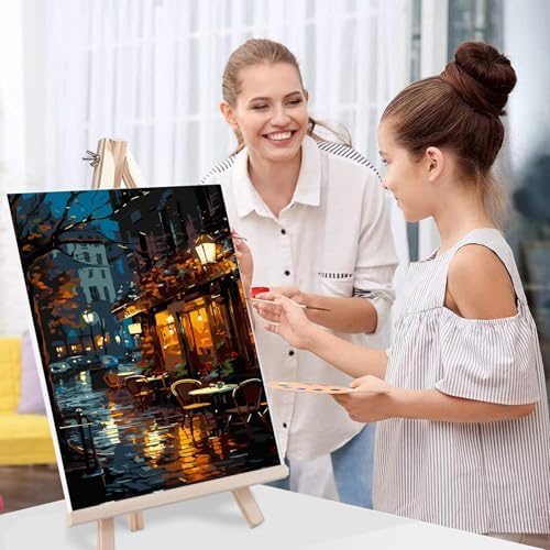 Paint by Numbers for Adults with Framed Canvas,Paint by Numbers Kits with Wooden Easel Drawing Paintwork ,DIY Acrylic Oil Painting Kits with Brushes Nice Gift Box for Home Wall Decor(12x16 Inch)