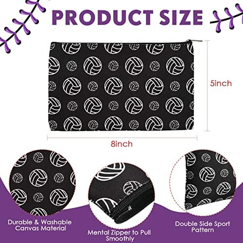 Eccliy 20 Pcs Volleyball Makeup Bags Bulk Sport Team Gifts Volleyball Cosmetic Bag Accessories for Women Toiletry Zipper Pouch Travel Canvas Gifts Stuff for Team Party Players