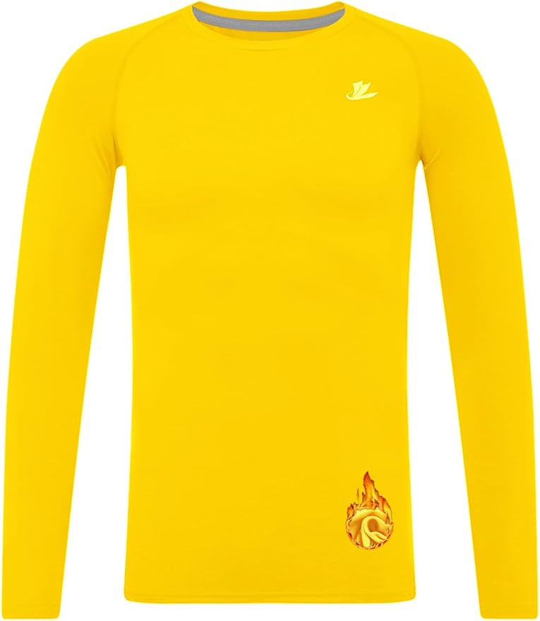 DEVOROPA Youth Boys Compression Thermal Shirt Long Sleeve Kids Fleece Baselayer Soccer Baseball Undershirt Slim/Regular/Husky