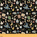 Halloween Gothic Fabric by The Yard Exotic Sun Moon Skull No Stretch Fabric for Sewing Supplies Cartoon Butterfly Book Plants Soft Polyester for Home DIY Projects 2 Yards Whole Piece,72" L x 59" W