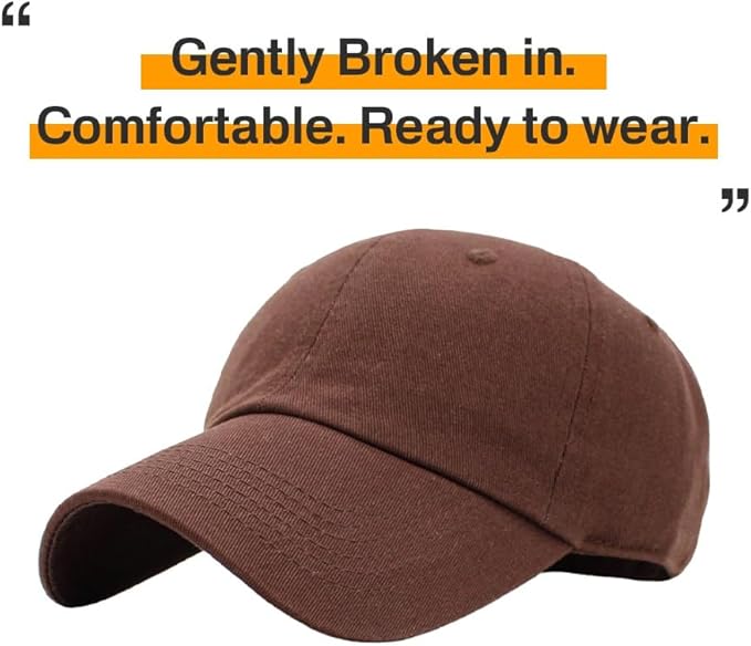 KBETHOS Classic Unisex Cotton Adjustable Low Crown Baseball Cap – Plain Dad Hat