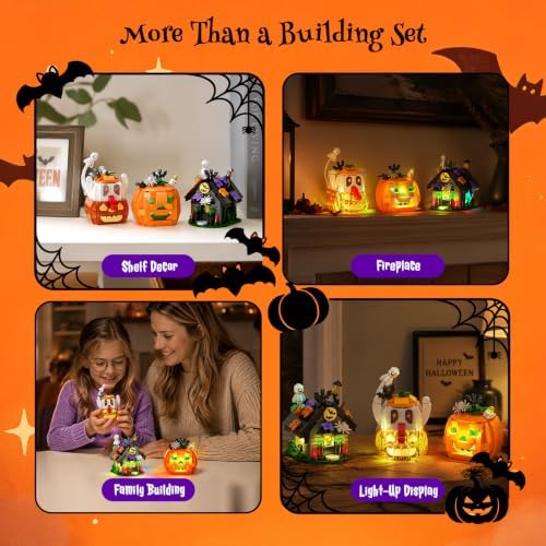 Halloween Building Blocks Set for Kids with Lights and Spooky Sounds