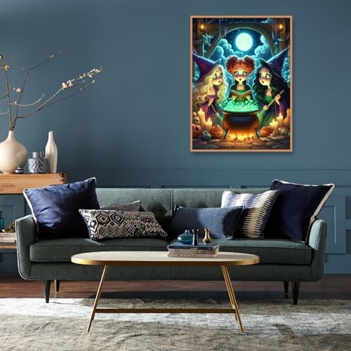 MIRCVSH Halloween Paint by Numbers for Adults with Framed Canvas-with Wooden Easel,Paint by Number on Canvas,DIY Acrylic Oil Painting Kits with Brushes Nice Gift Box for Home Wall Decor(12x16 Inch)