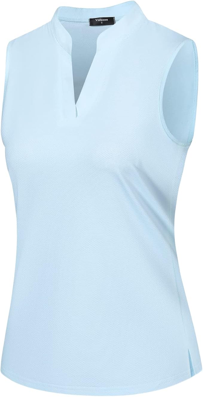 Womens Sleeveless V Neck Golf Polo Shirts