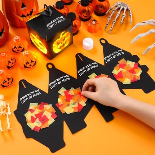 Simgoing 12 Sets Halloween Jack-O-Lantern Crafts Tissue Paper Crafts