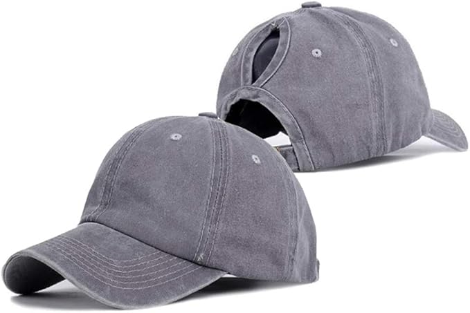 Eohak Ponytail Baseball Hat Distressed Retro Washed Womens Twill