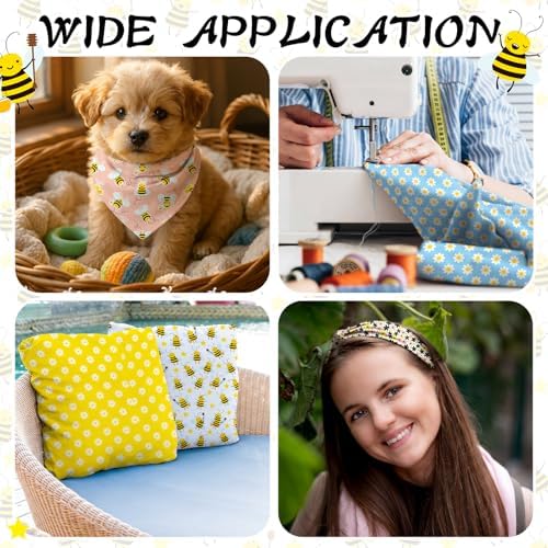 Hahafelt 10 Pcs Fall Bee Quilting Fabric Bundles 20 x 20 Inch