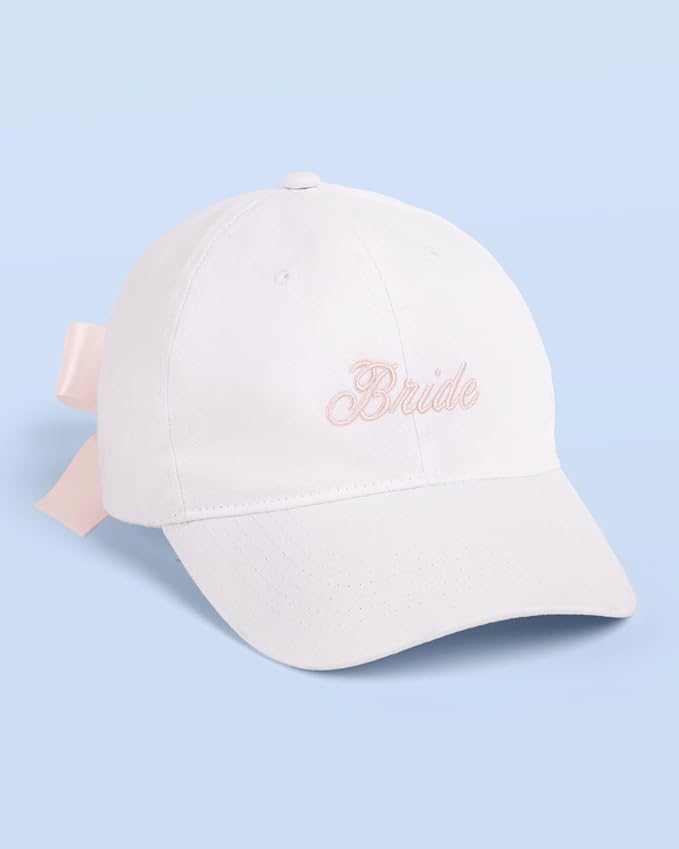 xo, Fetti White Bride Baseball Bow Hat | Bachelorette Accessory, Pink Bridal Headwear, Bach Party Decorations, Bridesmaid Gift, Wedding Cap