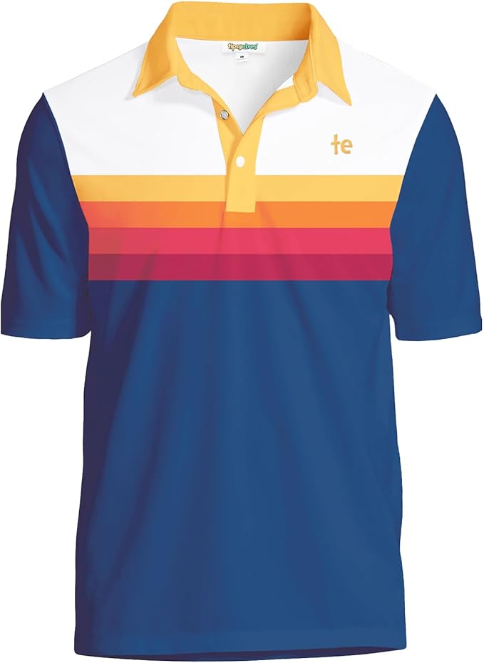 Tipsy Elves Men's Performance Golf Shirt - 4-Way Stretch, Quick Dry, Athletic Cut - Golf Polo